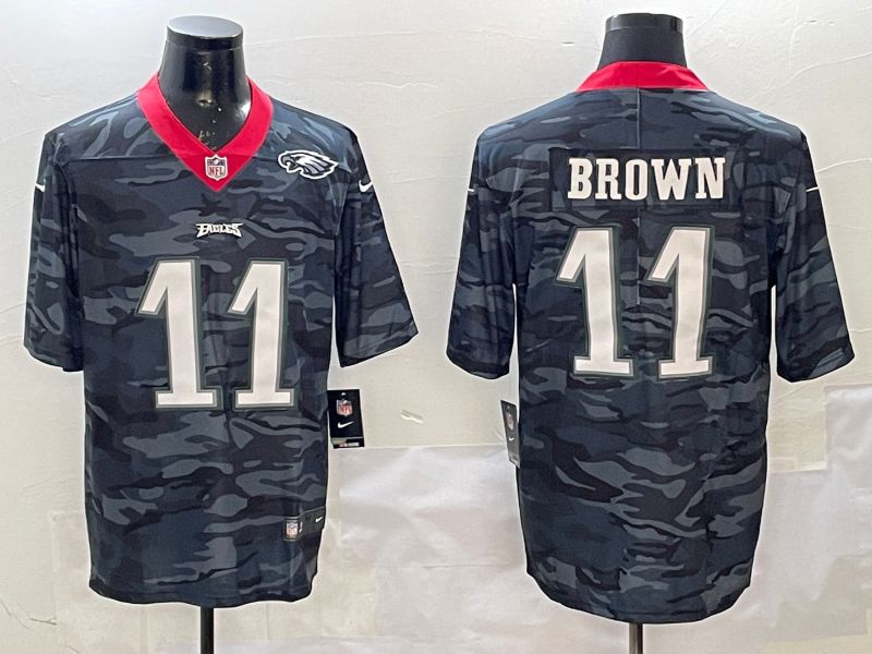 Men Philadelphia Eagles #11 Brown Camo 2025 Nike Vapor Limited NFL Jersey style 2124
